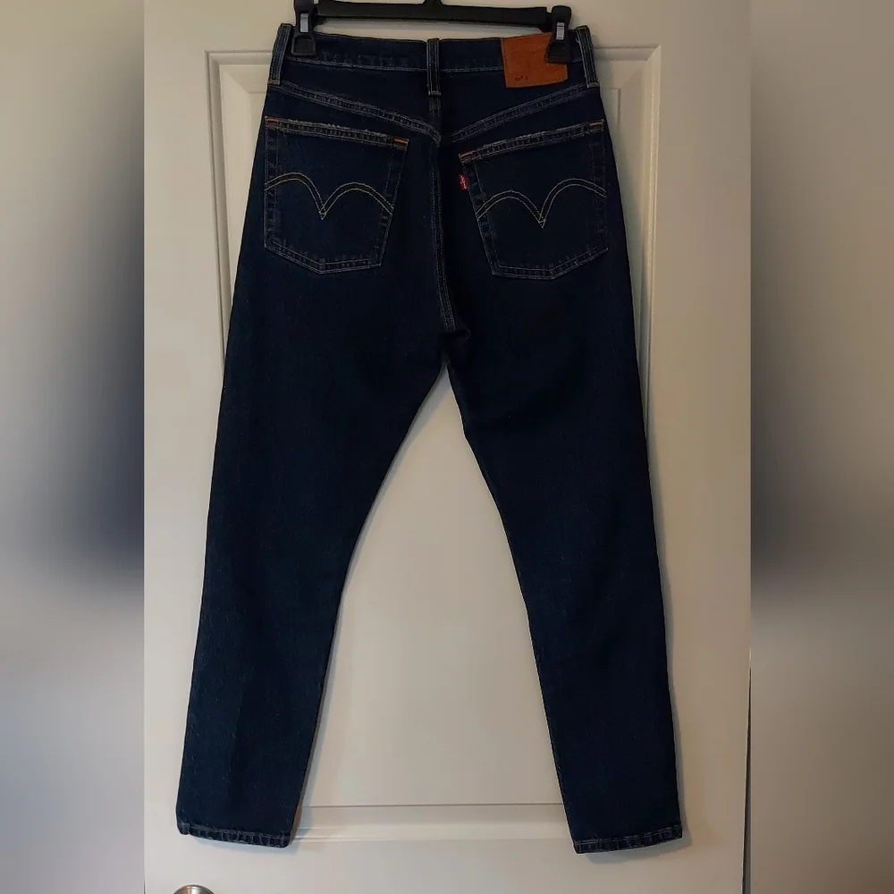 Levis Premium 501s High Rise Straight Leg Dark Wash Jeans 25x28